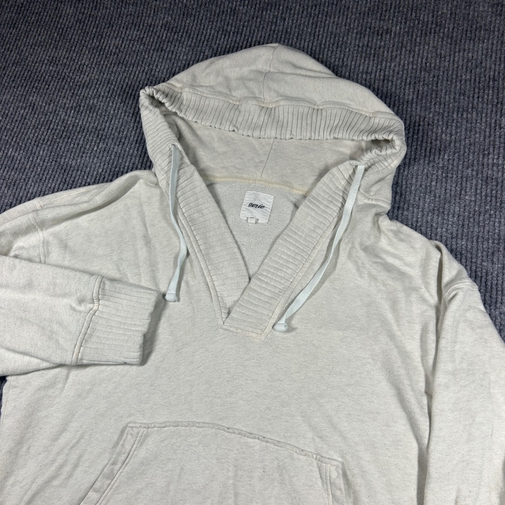 Aerie Hoodie Women's L V-Neck Cream Long Sleeve Comfort Loungewear Relaxation